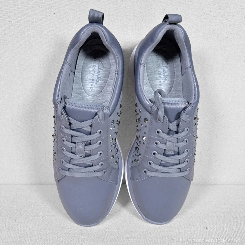 NWOT CLARKS Cloudsteppers Ezera Ave Rhinestone Comfort Sneaker | Grey | Women‎ 8